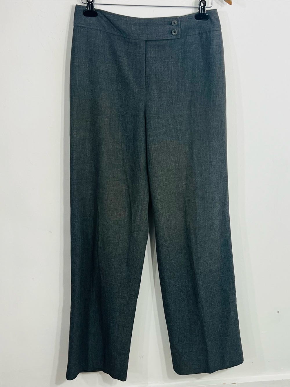 Talbots Gray Stretch Dress Pants Stretch Flat Front Solid Zip Button Size 8